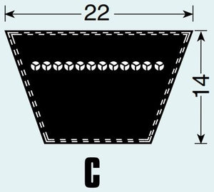 Fenner C262 Poly F Plus PB Classical Vbelt (Length 262 inch, Width 22 mm, Thickness 14 mm)